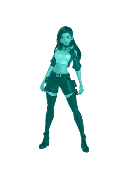 3D model: Girl in dark outfit (generated with Julian NXT)